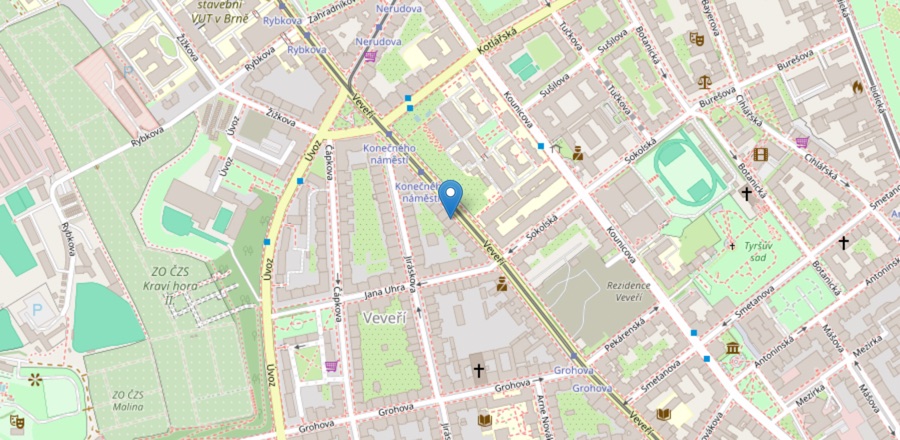Mapa – Centrum prenatální diagnostiky, Veveří 39, Brno